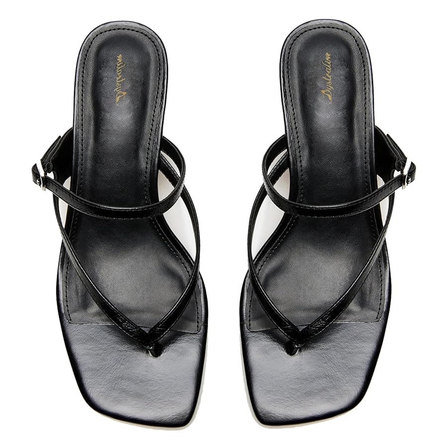 Amazon.com | Dystralix Women Black Flip-Flops Mules Kitten