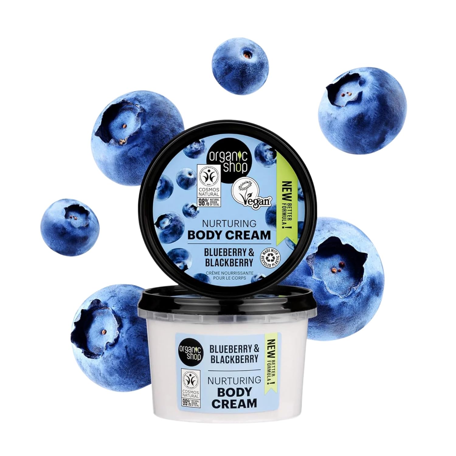 Organic Shop Blueberry & Blackberry Nurturing Body Cream, 100% Vegan & Organic, Daily Nourishing & Moisturizer, Body, Face, Hand & Foot Natural Lotion, Intensive Care & Skin Hydration. 250ml - Image 4