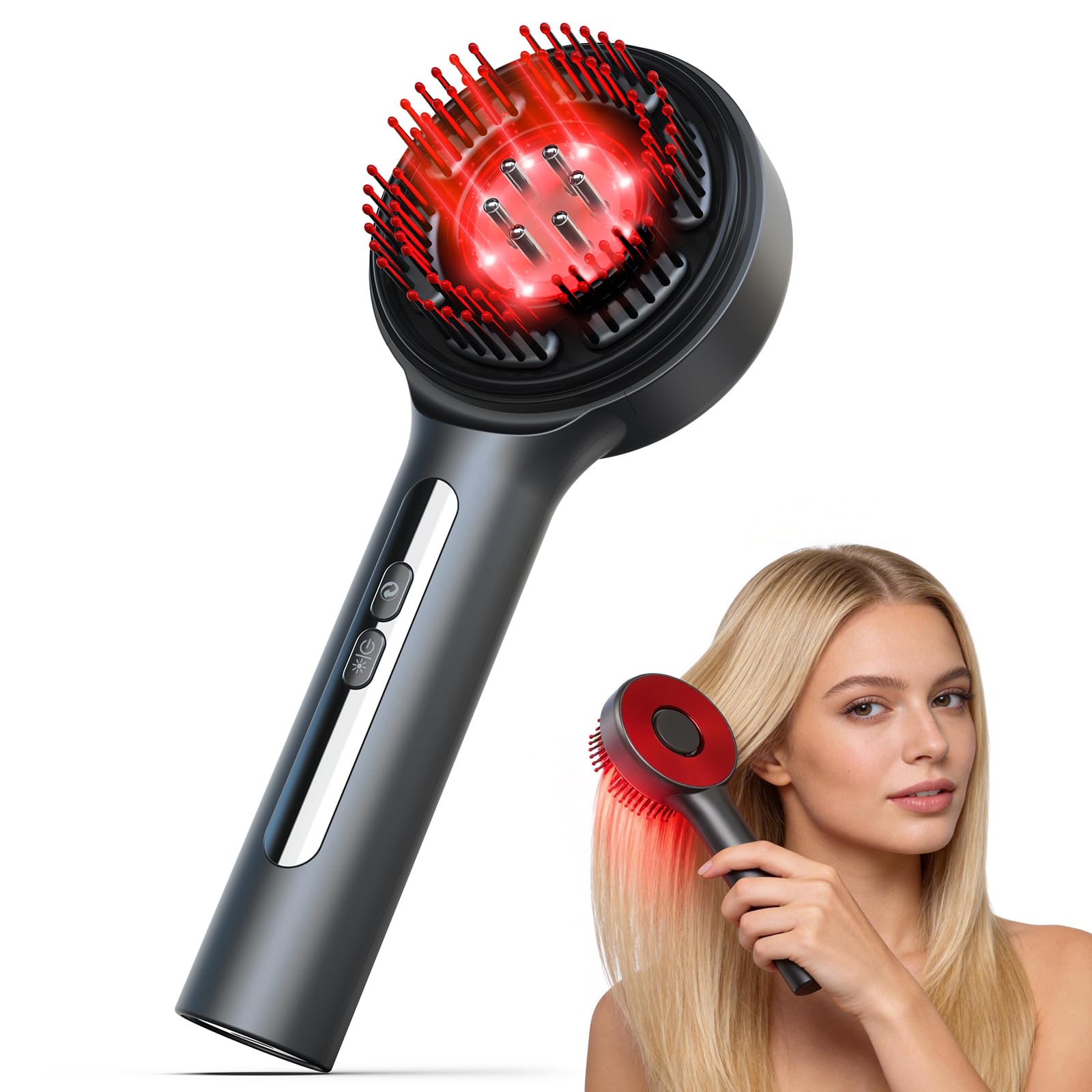 Photo 1 of Uoboo Laser Therapy Hair Growth Comb, 3 in 1 Hair Growth Brush Electric Scalp Massager Oil Applicator High Frequency Comb, IPX7 Waterproof Portable Head Massager for Home & Travel
