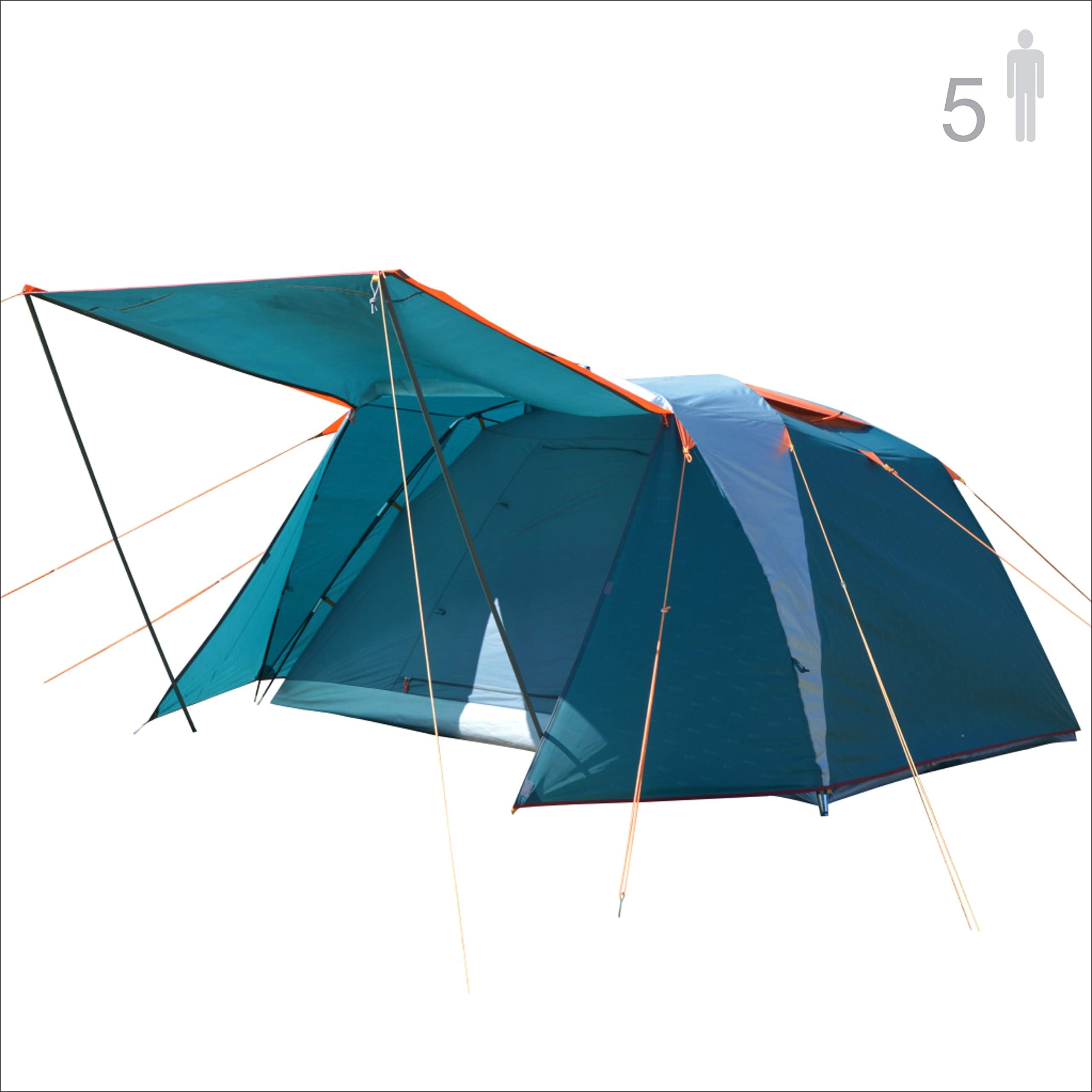 NTK Omaha GT 5-4 Person Tent for Camping | 9x9 ft Camping Tent with Waterproof Dome, Breathable Mesh & 2 Doors | Instant Tent for 5 Person | 2500 mm Warm & Cold Weather Outdoor Tent.