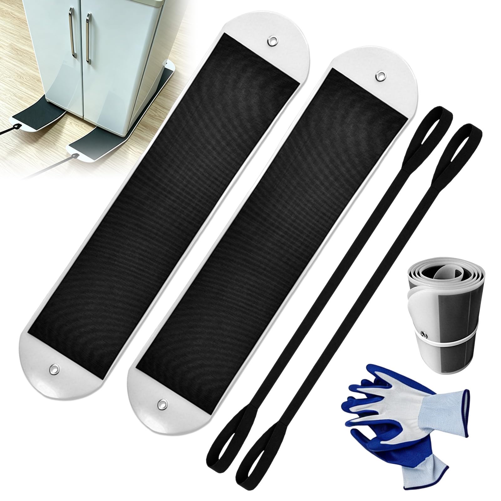 Washing Machine Sliders With Pull Strap and Gloves, Appliance Sliders Set