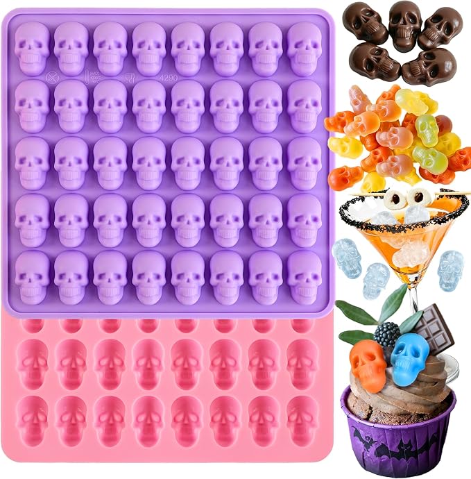 Mini Skull Mold, 2 Pack Halloween Skull Chocolate Candy Molds