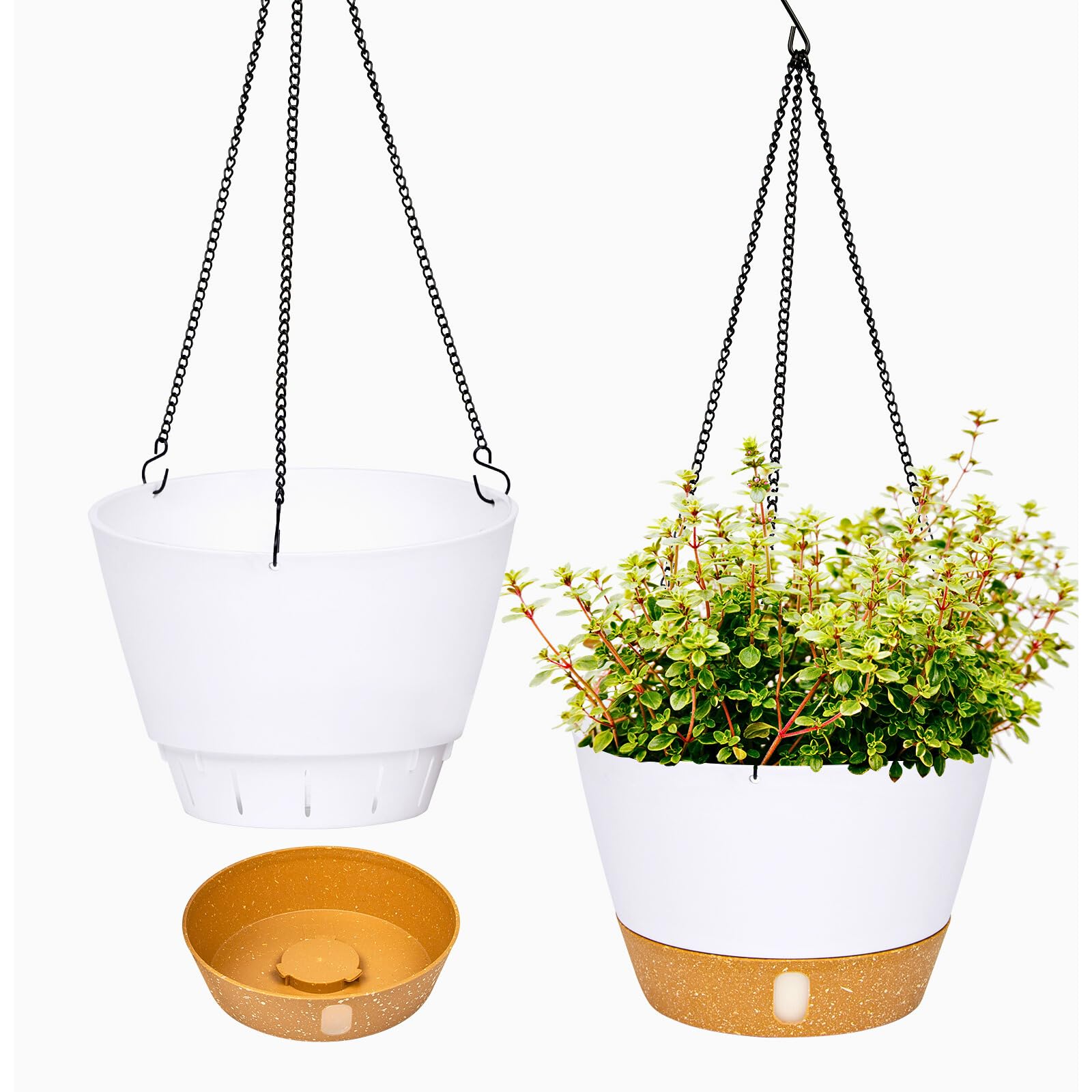 QCQHDU 2 packt 25.4 cm hängende Pflanzgefäße mit Coco Coir Clay Kieseln für Indoor Plants im Freien