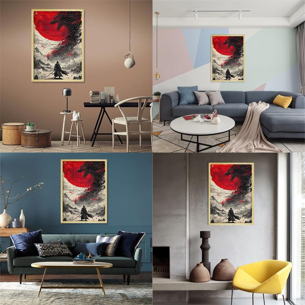 samurai luna rossa giapponese Puzzle da 2000 pezzi per adulti Difficile da completare ma divertente e umoristico offerte come regali per tutta la famiglia 70x100cm