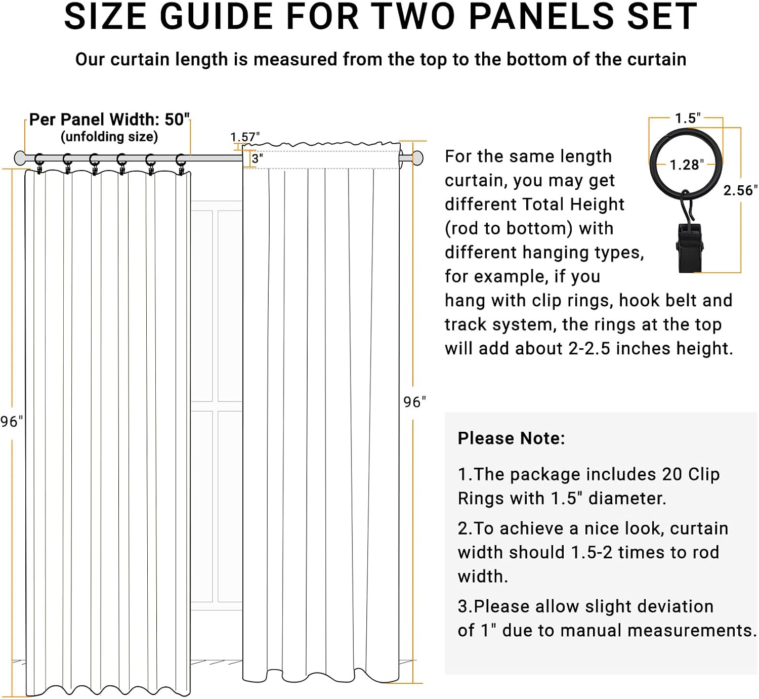 100% Blackout Shield Full Blackout Curtains for Bedroom 96 inch Length 2 Panels Set, Clip Rings/Rod Pocket Faux Linen Black Out Curtains for Living Room, Thermal Insulated, 50Wx96L, Oatmeal