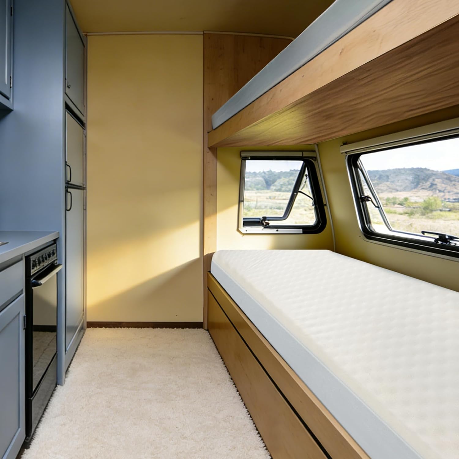 72" x 28" x 3" RV Bunk Mattress Replacement,High-Density Foam with White Cover, Pressure Relief Support,Medium Firm,Fits Trailers, Camper Vans and Other Furniture Application