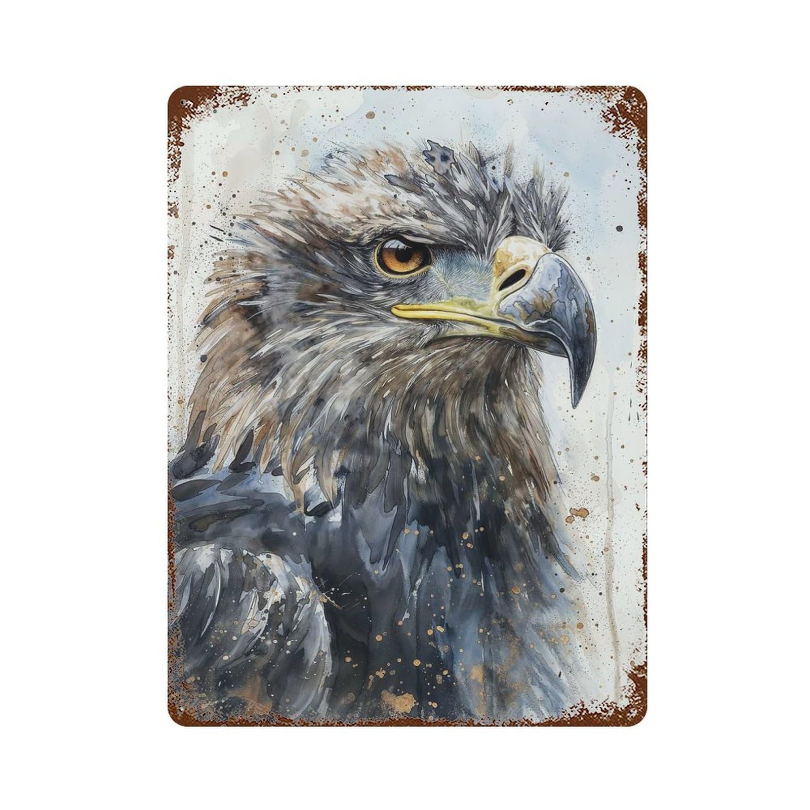 Eagles Stern Gaze Rusty Metal Tin Sign 15.7"x11.8", Ideal for Patio, Garden Room And Bar Decor