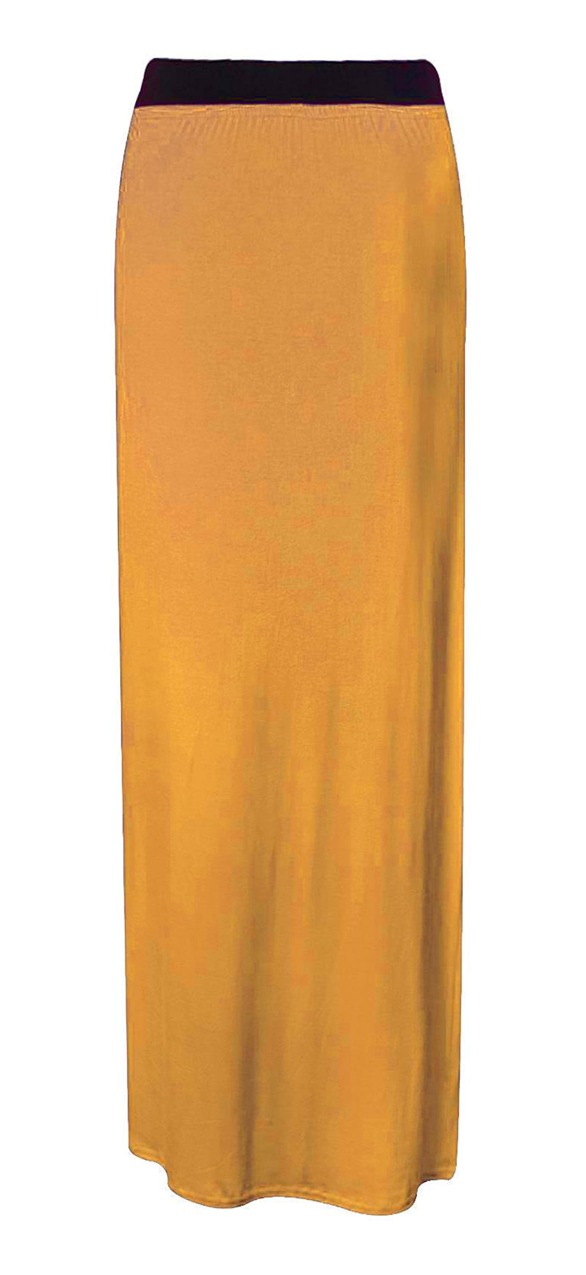 Elum Women's Mustard ® Plain Long Gypsy Jersey Maxi Dress Skirt
