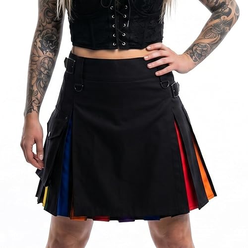 Hybrid Utility Kilts for Women Scottish Traditional Highland Costume Kilts - 6 - Rainbow