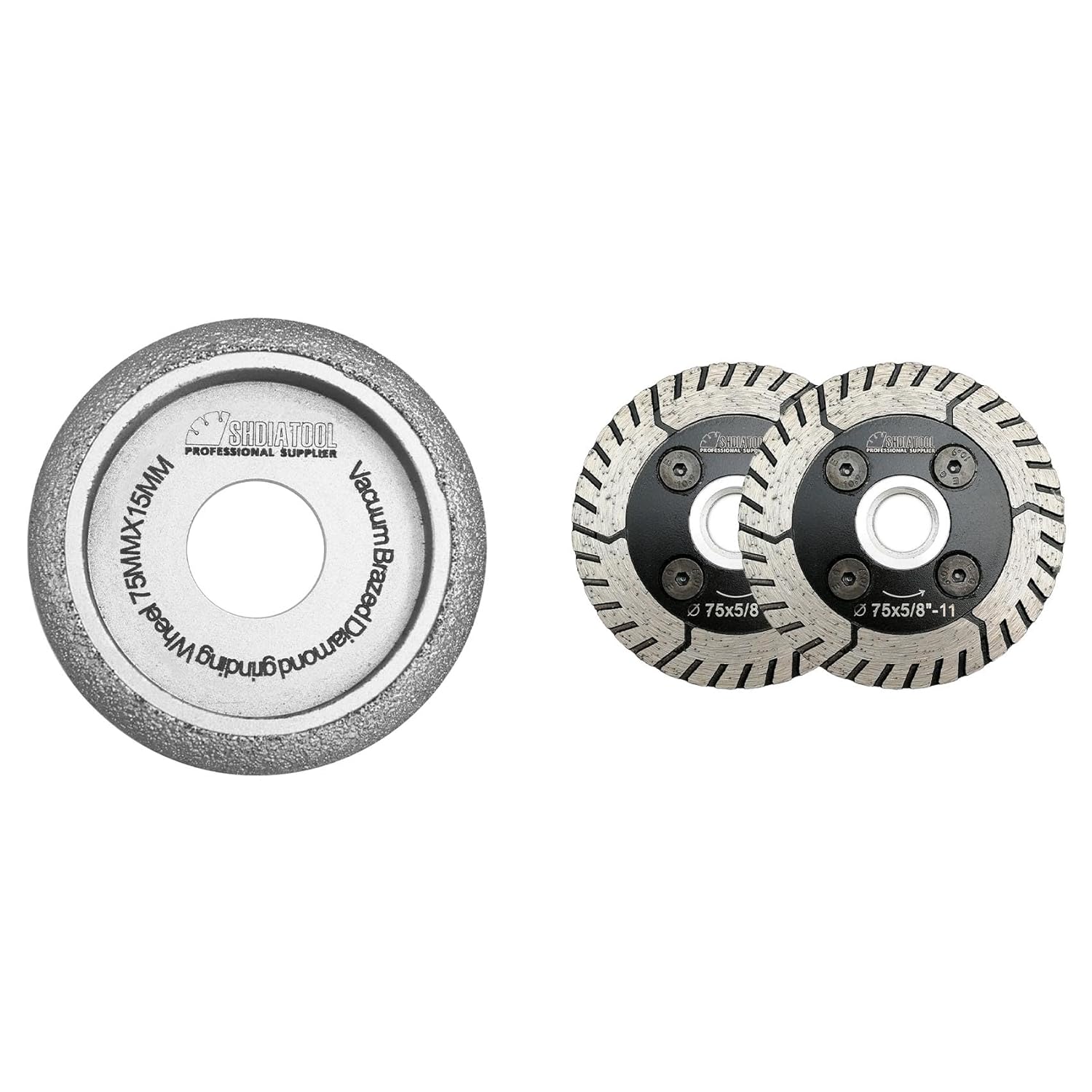 SHDIATOOL 3 Inch Profile Hand Diamond Wheel Height 15mm Convex Curve Edge Grinding for Stone Marble Granite Rock