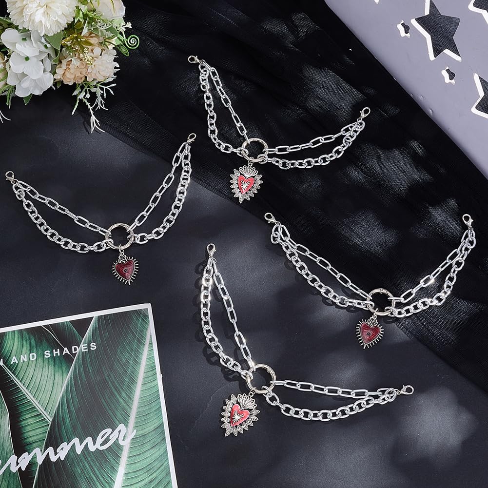 4pcs Shoe Charms Chains Metal Shoelaces Chains Shoelace Decoration Chain with Charm Punk DIY Shoe Accessories for Boot Sneaker Bag Handbag Wallet Pant Chains Sandals Party Favors image 4