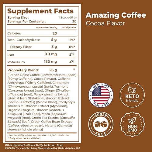 Miniatura 2 de Superfoods Company Amazing Coffee - Tostado francés instantáneo  Hongos adaptogénicos, superalimentos infundidos - Energía, enfoque, digestión,