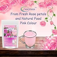 Vista 2 de Neotea Mezcla de leche de rosa en polvo, sin conservantes, sin OMG, sin color artificial, leche de rosa orgánica en polvo para cocinar, beber