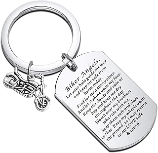 Biker Gift Motorcycle Gift Biker Angels Let Your Halo Guide The Way and Keep Me Safe from Harm Biker Prayer Keychain