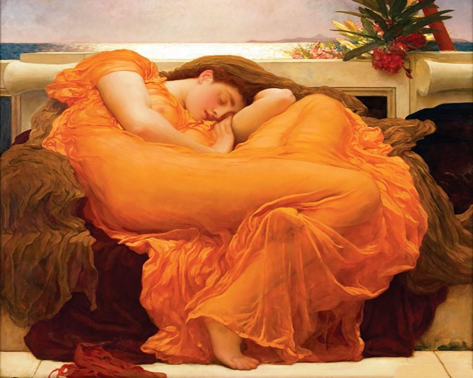 ZHXXFD Paint By Numbers for Adults Kids Beginners Landscape Famous Paintings with Frame 40X50CM Flaming June - Sir Frederic Lord Leighton,C7