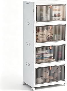 Foldable Front Door Storage Box, Plastic Storage Bins with Lids, Stackable Under Bed Storage Container Clear Storage Organizing for Home and Office