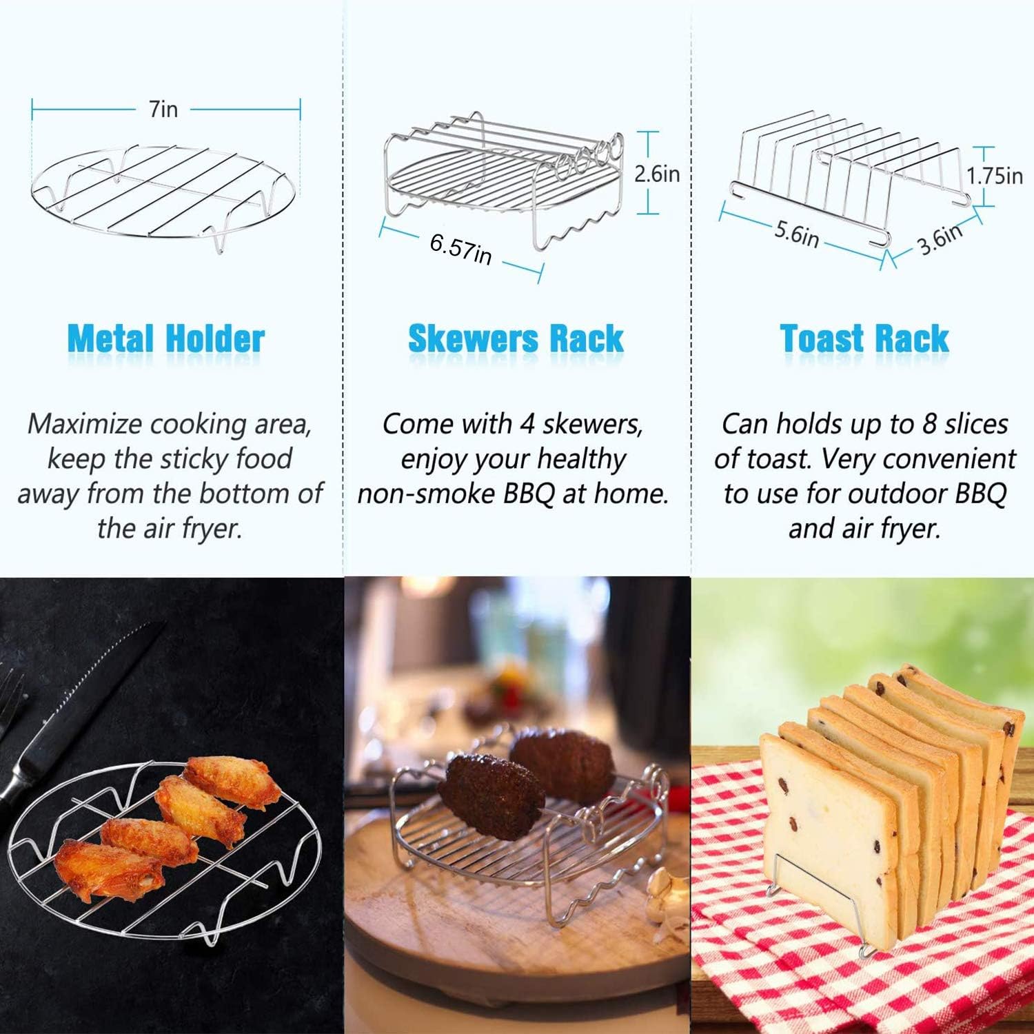 17 Pcs Air Fryer Accessories with Recipe Cookbook for Growise Phillips Cozyna Fits All 3.2QT - 5.8QT Air Fryer, 7in Deep Fryer Accessories : Home & Kitchen