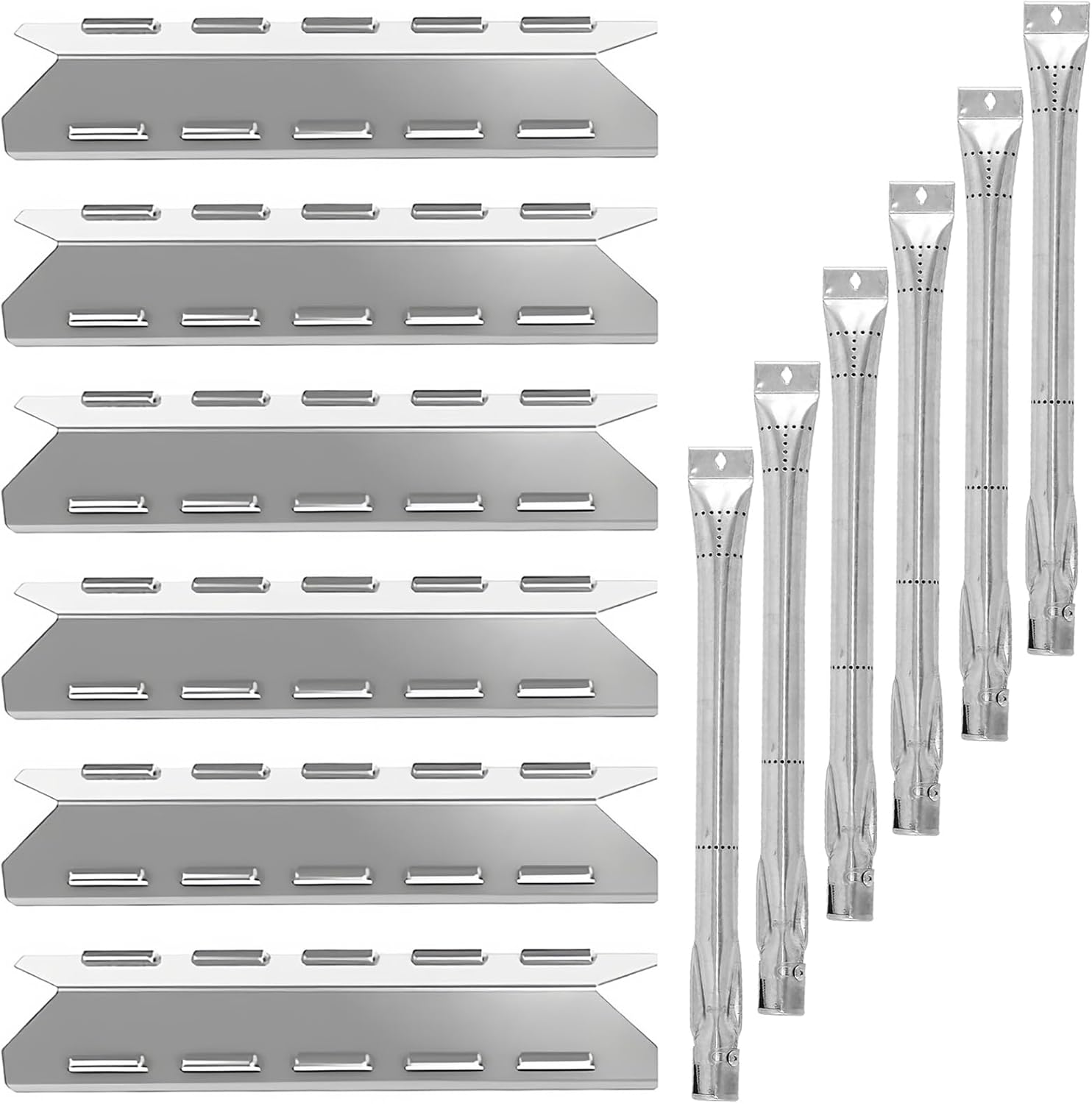 Grill Burner Tubes Heat Plates for Kenmore 6 Burner 146.23681310 146.47223610 146.23766310 Gas Grill, Stainless Steel BBQ Grill Replacement Parts for Permasteel Grills