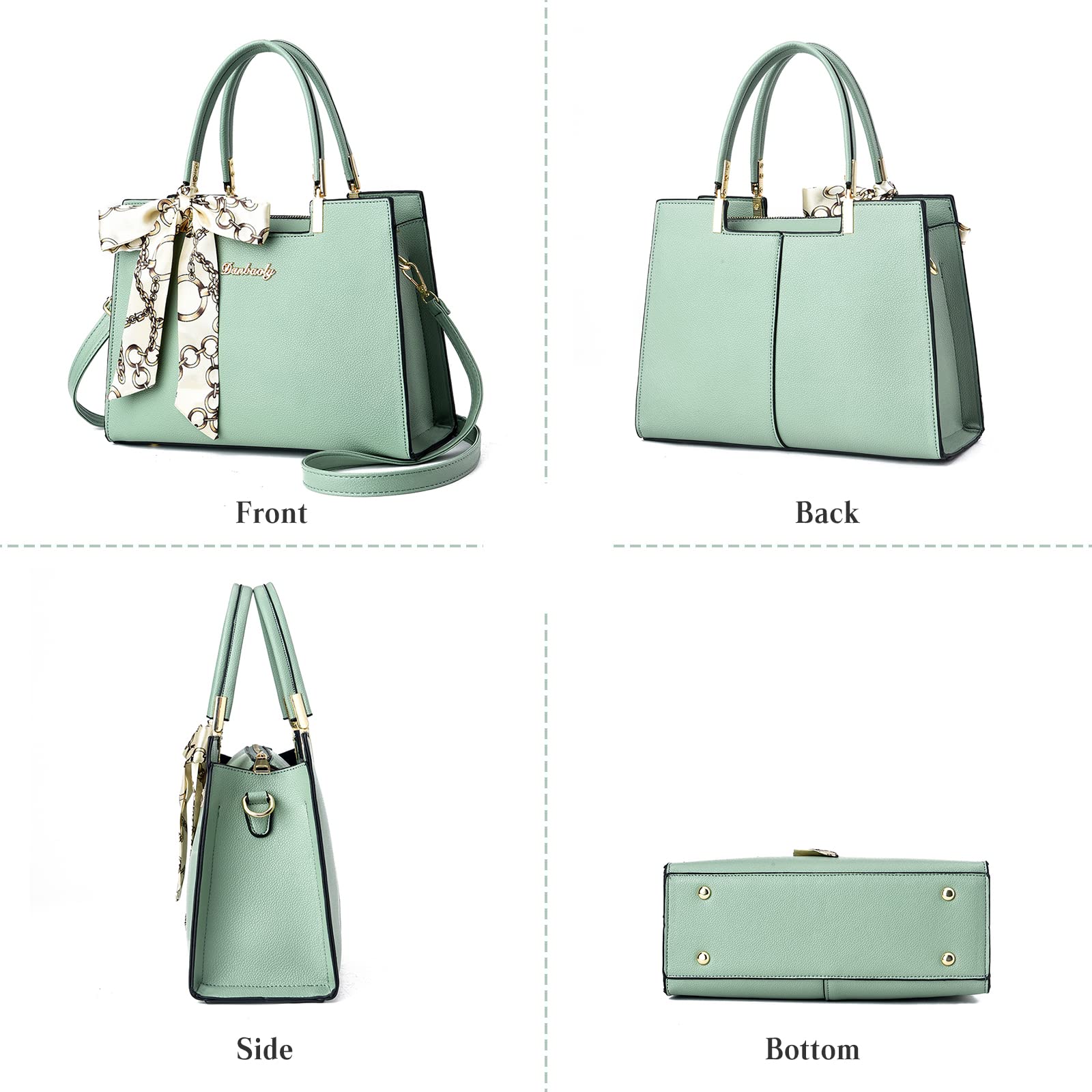 FANDARE Damen Handtasche Große Henkeltaschen Elegante Schultertasche Umhängetaschen PU-Leder Tote Beutel mit Quaste für Arbeit Schule Shopper Reise Grün