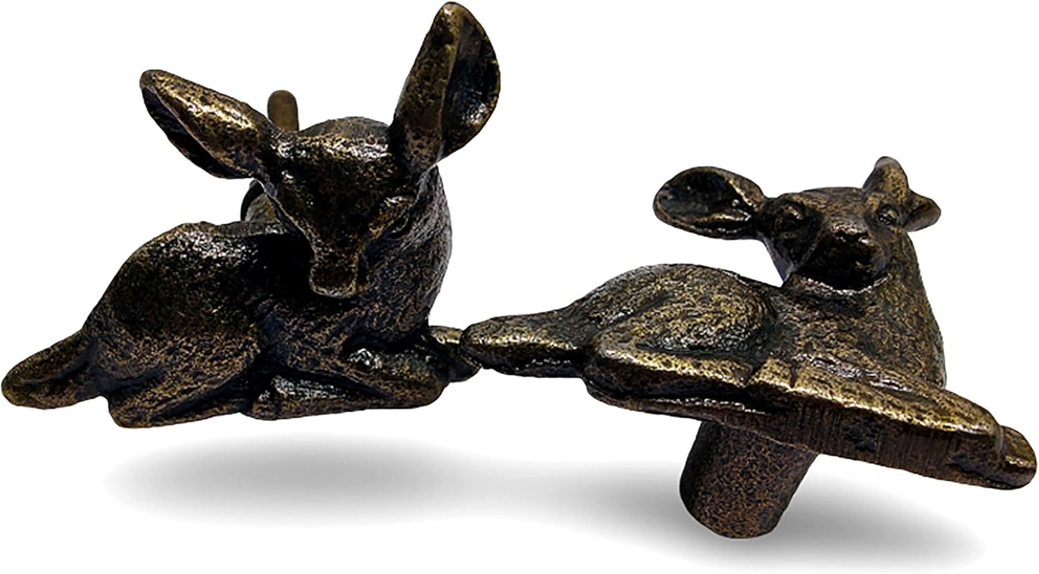 5MOONSUN5's Deer knobs cast Iron Solid Antique Finish Handmade Drawer Knobs Pulls Handles/Dresser Knobs Cabinet Pull Handles/Furniture Hardware (Set of 2)