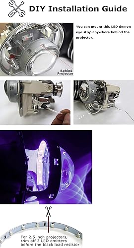 Miniatura 4 de iJDMTOY 15-SMD kit de anillo de luces ledes halógenas de alta potencia, ojo de demonio, para faros o lentes de proyección de 2.5" 2.8" 3.0", Azul