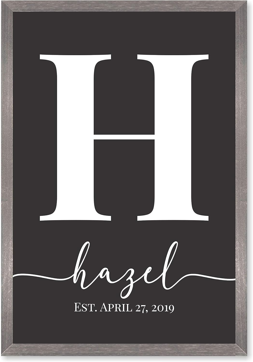 Framed Family Name Sign Personalized Monogram 12x18