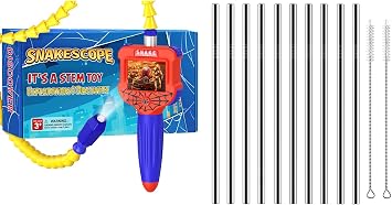 Stainless Steel Straws with Borescope Snake Camera with Light for Kids, Educational STEM Toys for Boys & Girls 4-6