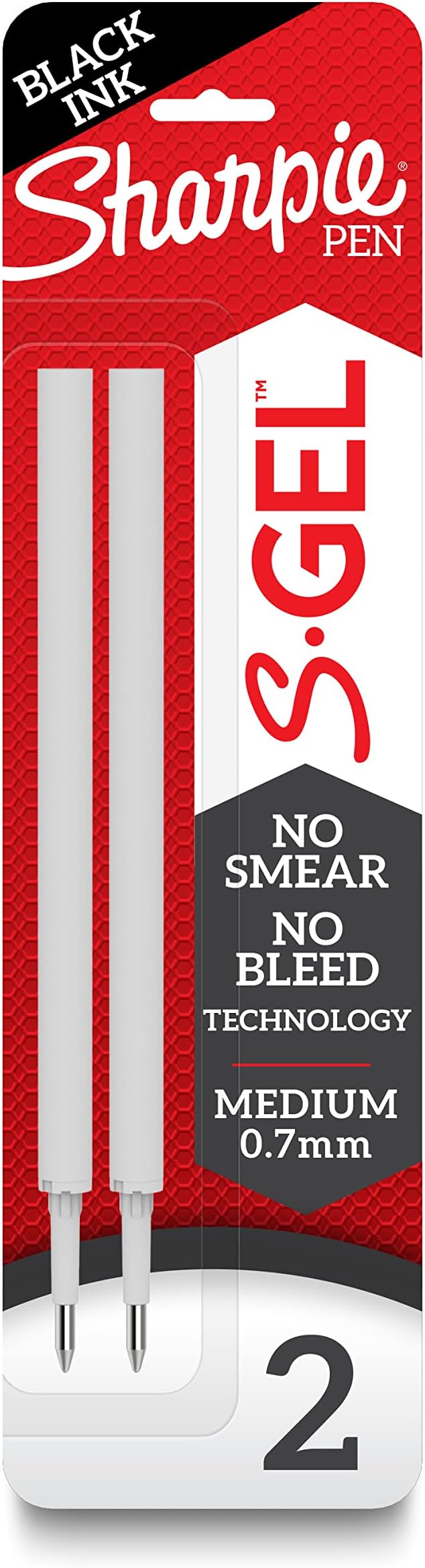 Gel Refills, Black Gel Ink, Medium Point (0.7mm), 6 Packs of 2ct, 12 Total Refills