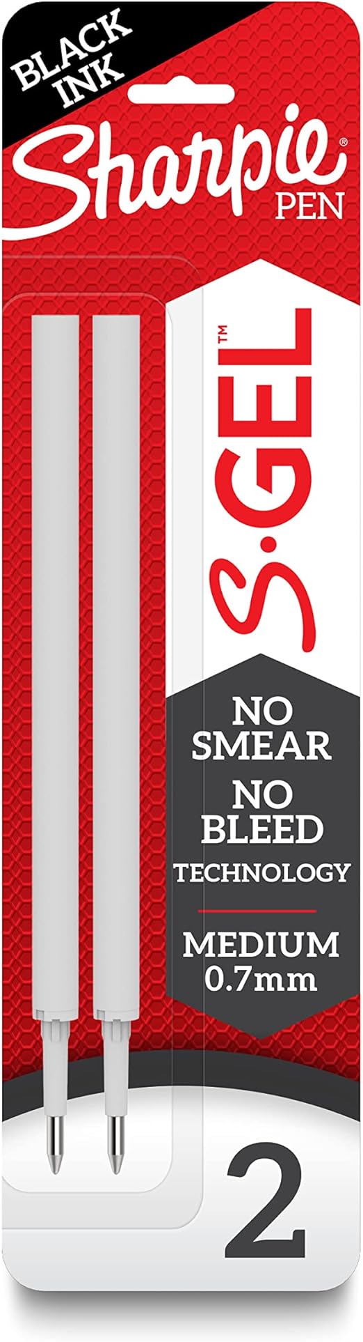 Sharpie SGel Refills, Black Ink Gel Pen Refills, Medium Point (0.7mm), 2 Count (Pack of 6