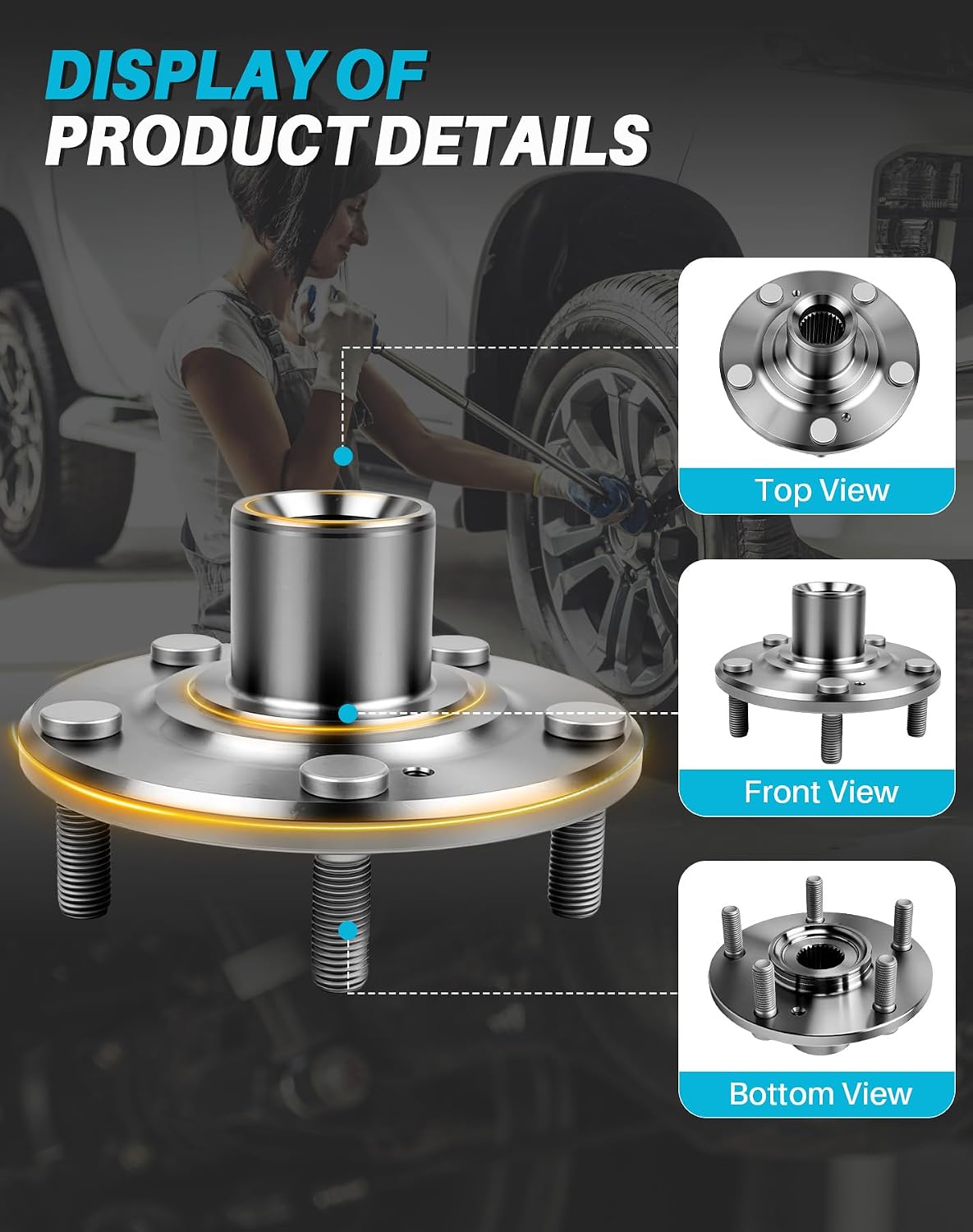 2 Pcs ‎930-455 Front Wheel Bearing Hub Assembly for Accord 2.4L (Manual), 3.0L 2003-2007, Element SC 2.4L 07-10, Civic Si 2.0L 2006-11, 2.4L 12-15, for Acura TL 3.2L 3.5L 07-08, ILX 13-18 TSX 04-08