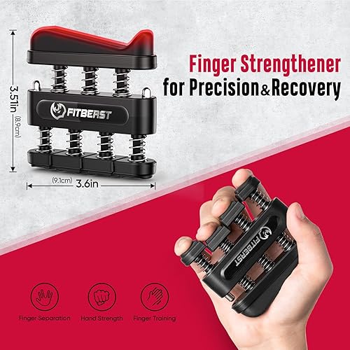 Miniatura 4 de FitBeast Entrenador de fuerza de agarre, kit de fortalecimiento de agarre de mano, paquete de 6 con fortalecedor de antebrazo de resistencia