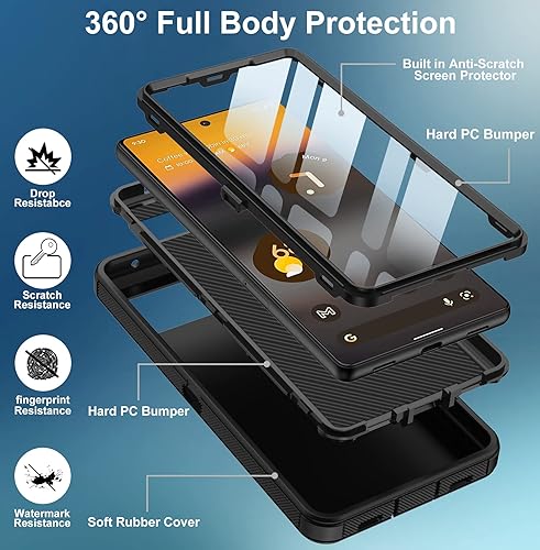 Miniatura 3 de Aimoll-88 Funda para Google Pixel 6A, con protector de pantalla integrado, protección resistente contra caídas, cuerpo completo, a prueba de golpes,