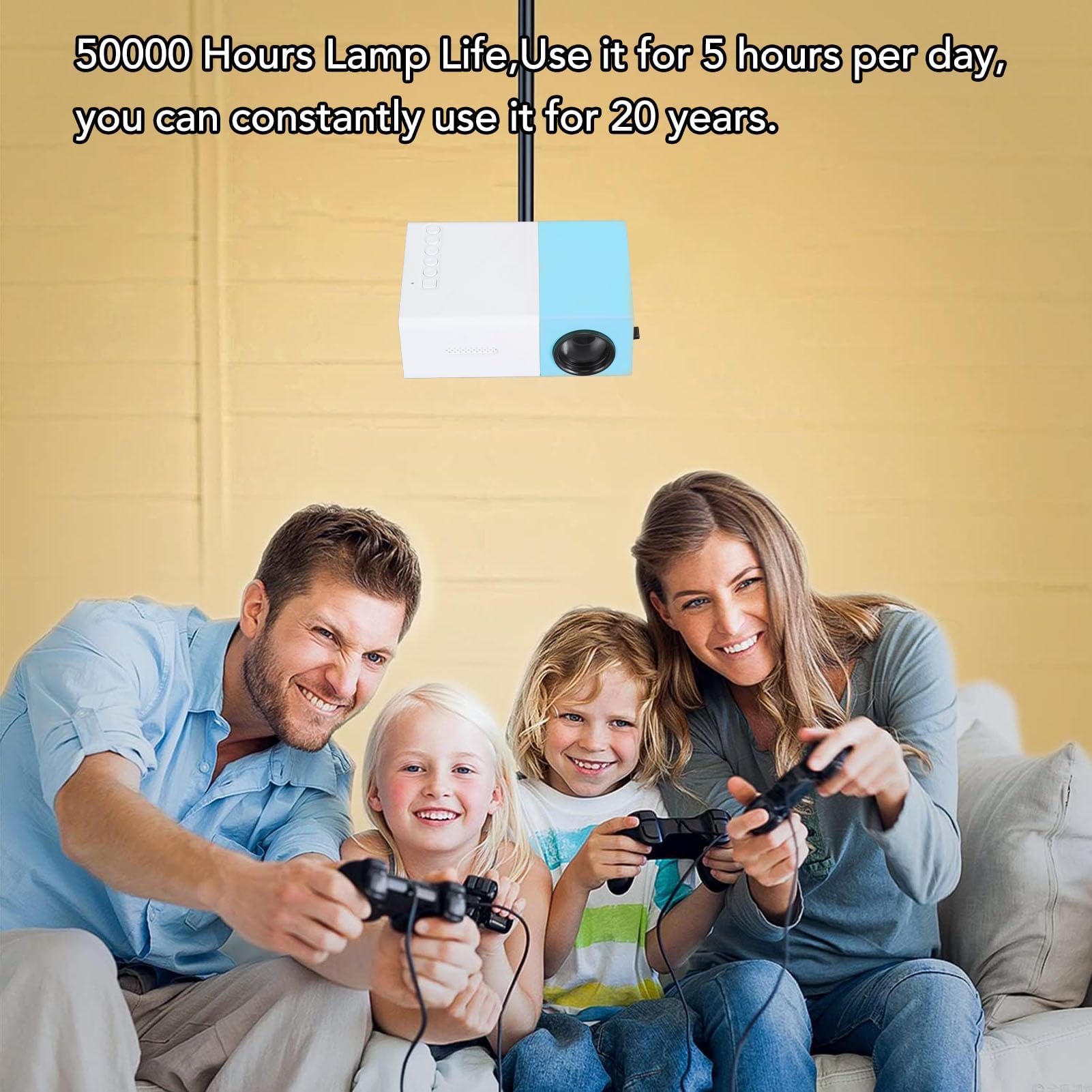 Mini Proiettore, Videoproiettore Full HD 1080P, Proiettore Esterno Portatile, Proiettore per Telefono Cinematografico Home Theater Compatibile con Laptop/PC/TV Box/TV (Spina