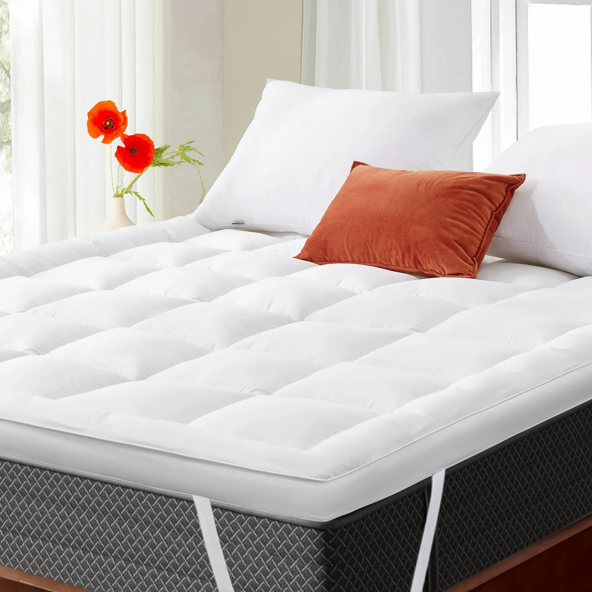 AVI Soft 5D Spiral 2500 GSM Microfiber Mattress Topper King Size Bed, Extra Thick Cooling Mattress Padding for Back Pain, Cotton Top & Bottom with Elastic Bands, White, 72x78 Inches-image-43