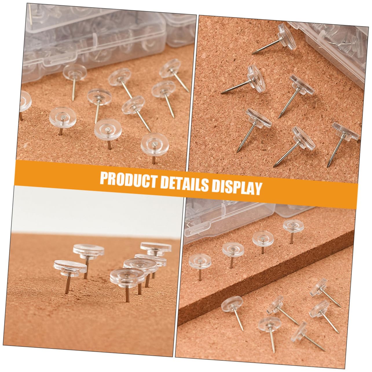 Operitacx 800 Pièces Punaise en liège Boite Rangement Boite de Rangement Panneau de liège punaises Mignonnes Accessoires pour Tableaux en liège en boîte en H décorer Appuyez sur l'ongle