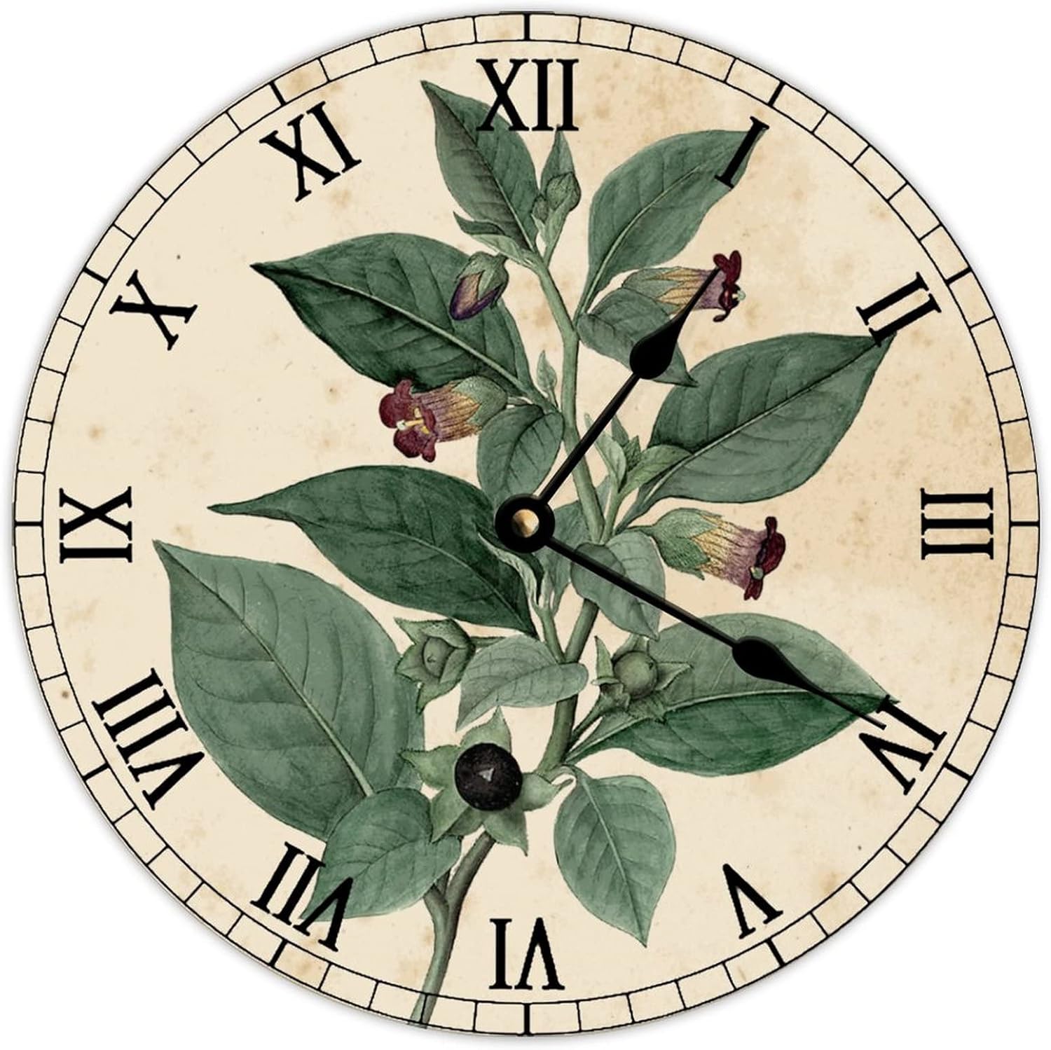 Vintage French Country Wall Clock, 12 Inch, Battery Operated, Silent Quartz Sweep Movement, Wooden Wall Decor, Perfect for Kitchen, Living Room, Bedroom, Office