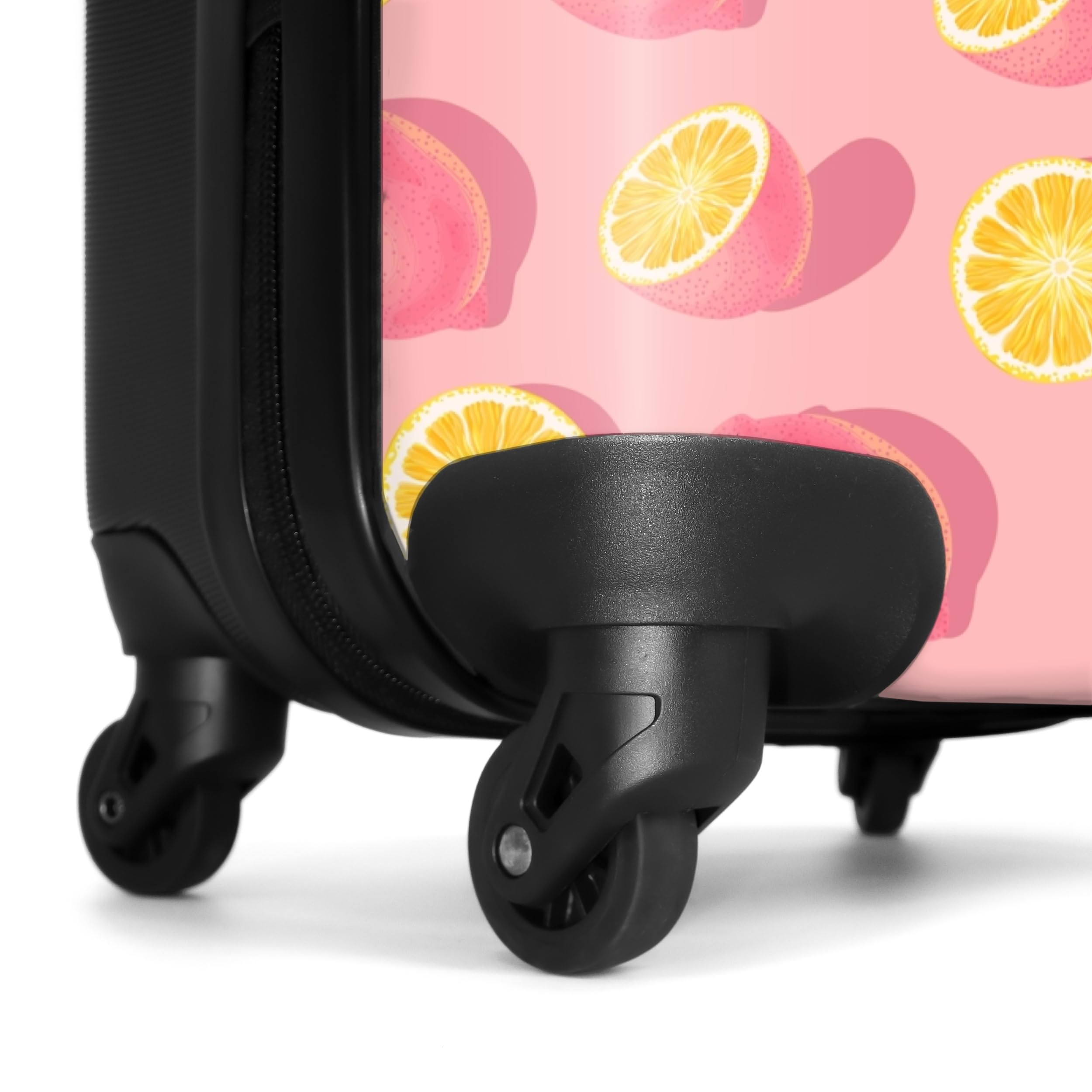 NoBoringSuitcases.com Maletas de Viaje Cabina, Maleta Cabina, Maletas de Viaje, Trolley con Ruedas, Maleta de Mano, Maletas de 10kg, Equipaje de Mano (Limones - Rosa-Amarillo, 55x40x20 cm)