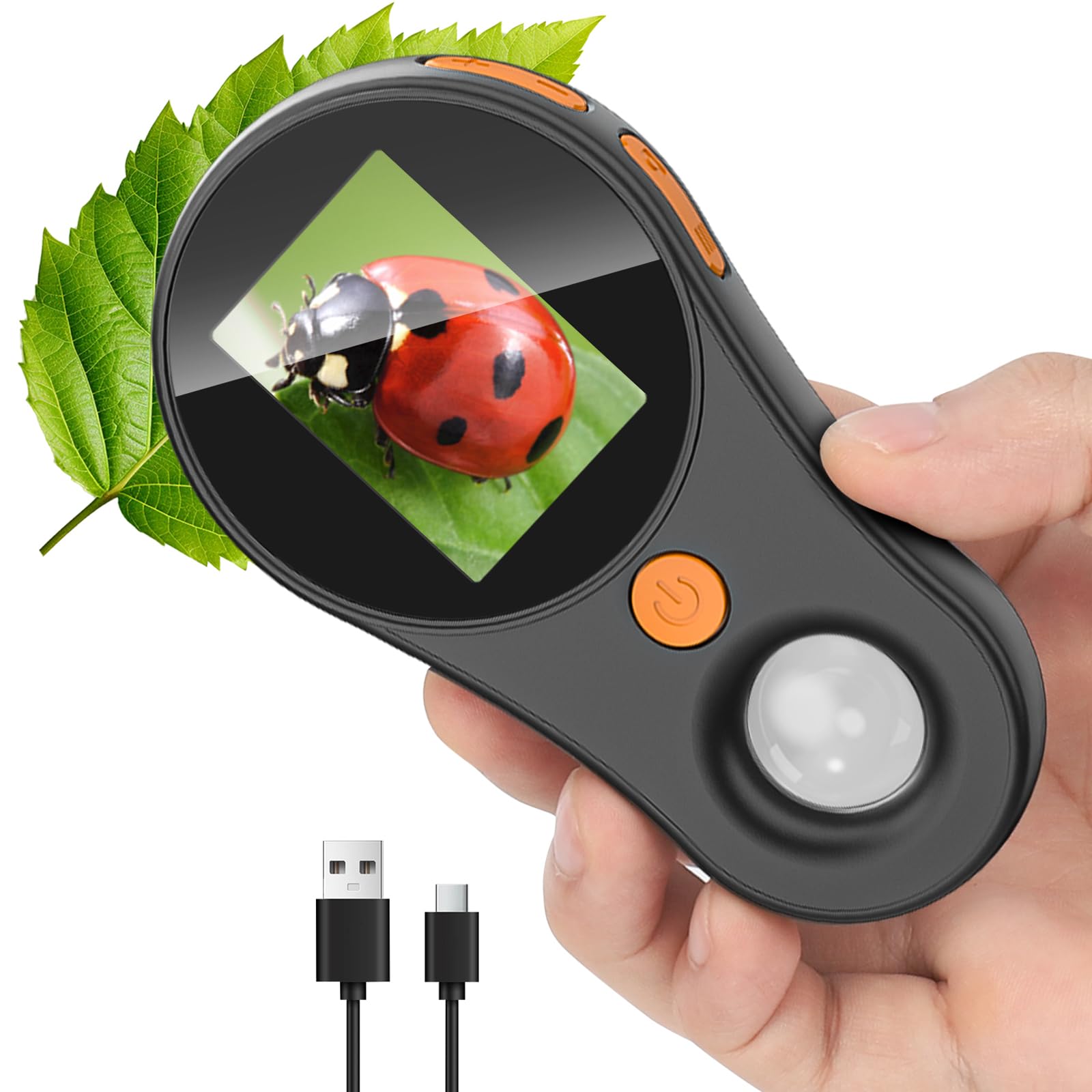 Mikroskop dla dzieci – ekran IPS 2,0", 500 x, cyfrowy mikroskop kieszonkowy, zabawka edukacyjna do kuchenki mikrofalowej, dla fanów nauki, na urodziny, Boże Narodzenie