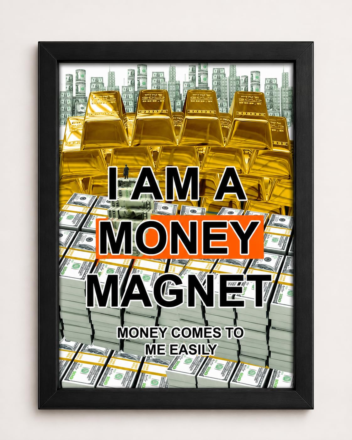 EVAN My First Billion Money Magnet Photo Frame | Wealth Gainer Motivational Painting | Fast Money Abundance Manifestation Wall Decor | Vastu & Feng Shui Inspired | Black Frame | 12 x 8 Inch-image-24