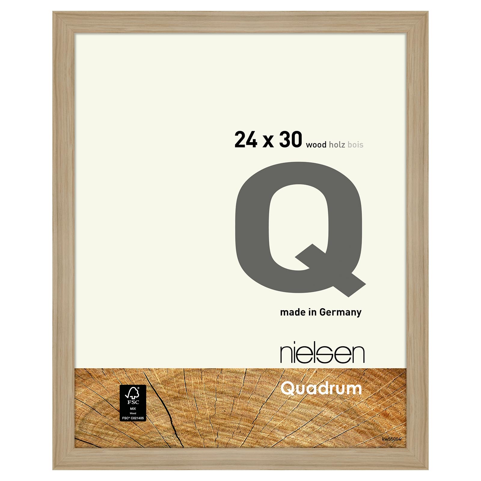 nielsen Quadrum Wooden Picture Frame - Oak Natural 24x30cm - with Float Glass and Easy Push-Turn Clips - for Photos and Art