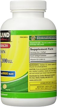 Kirkland Signature Extra Strength D3 50 mcg., 600 Softgels (4 Pack)