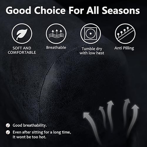 Miniatura 3 de molasofa Fundas para sillas reclinables de elastano con aspecto de cuero, 4 piezas con bolsillo, fundas suaves antideslizantes para silla, protector