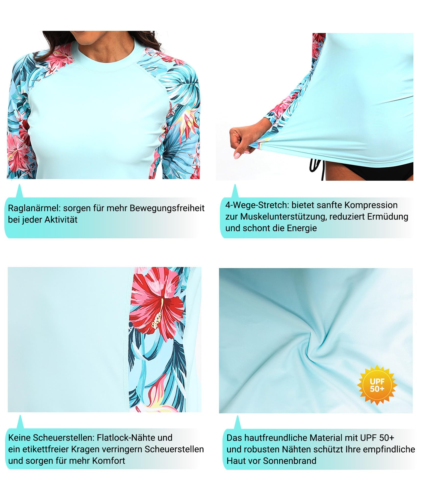 Rash Guard damska koszulka kąpielowa z długim rękawem, ochrona przed słońcem, szybkoschnąca, do pływania, moda kąpielowa
