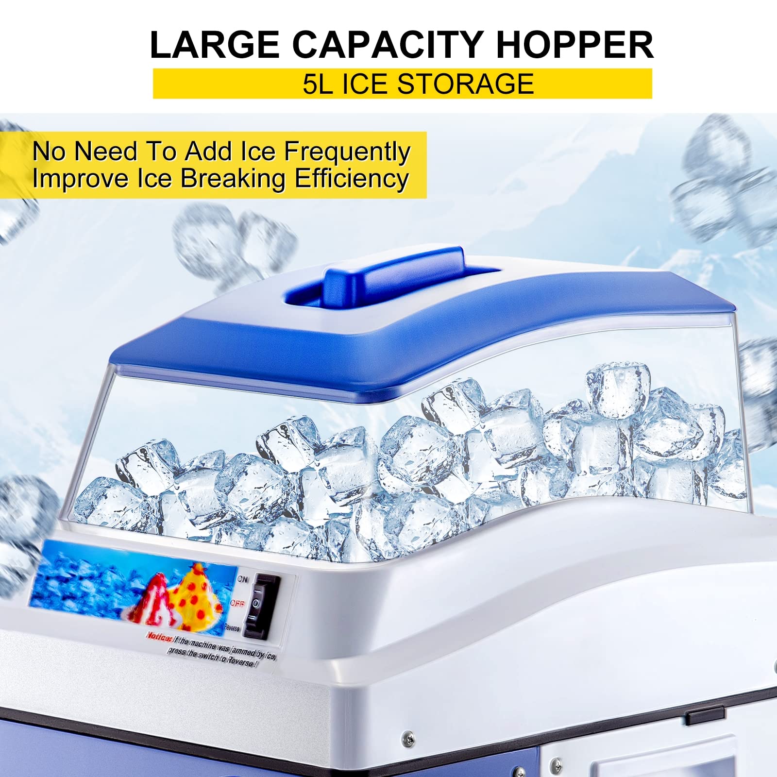 Macchina elettrica per tritaghiaccio per tritaghiaccio Cono di Neve Ghiaccio congelato per tritare Granite Macchina per Catering Spessore Regolabile 441 libbre/H 320 Giri/min per Bar e Negozi commer