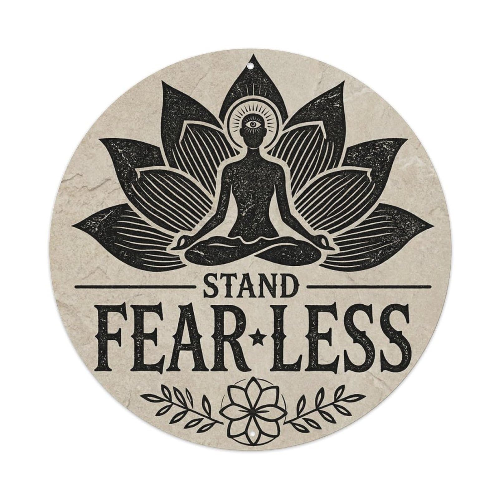 Zen Flower Meditation Den Fearless Vintage Metal Tin Sign Plaque Wall Decor for Cafe, Club Bar, Office, Garden Metal Poster 8x8Inch