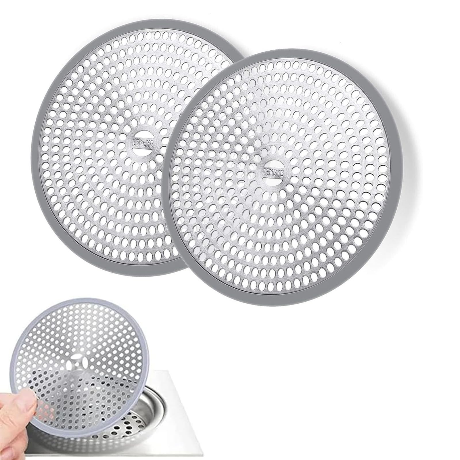 Agtehbz Silver 2 Pcs Shower Drain Hair Catcher, Stainless Steel Drain Cover, Bathroom Sink Strainer, Plughole Hair For Shower, Kitchen, Floor, Prevent Drain Clog