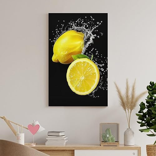 Miniatura 8 de Lienzo Decorativo De Limón Para Pared, Cuadro De Frutas, Pintura De Agua Con Salpicaduras De Limón, Impresiones Artísticas De Verano, Cocina