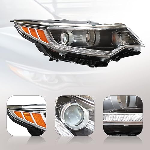 Miniatura 3 de LYNICESHOP Conjunto de faro, proyector halógeno con LED DRL para 2016-2018 Kia Optima Reemplazo (alta distribución) (lado del pasajero)