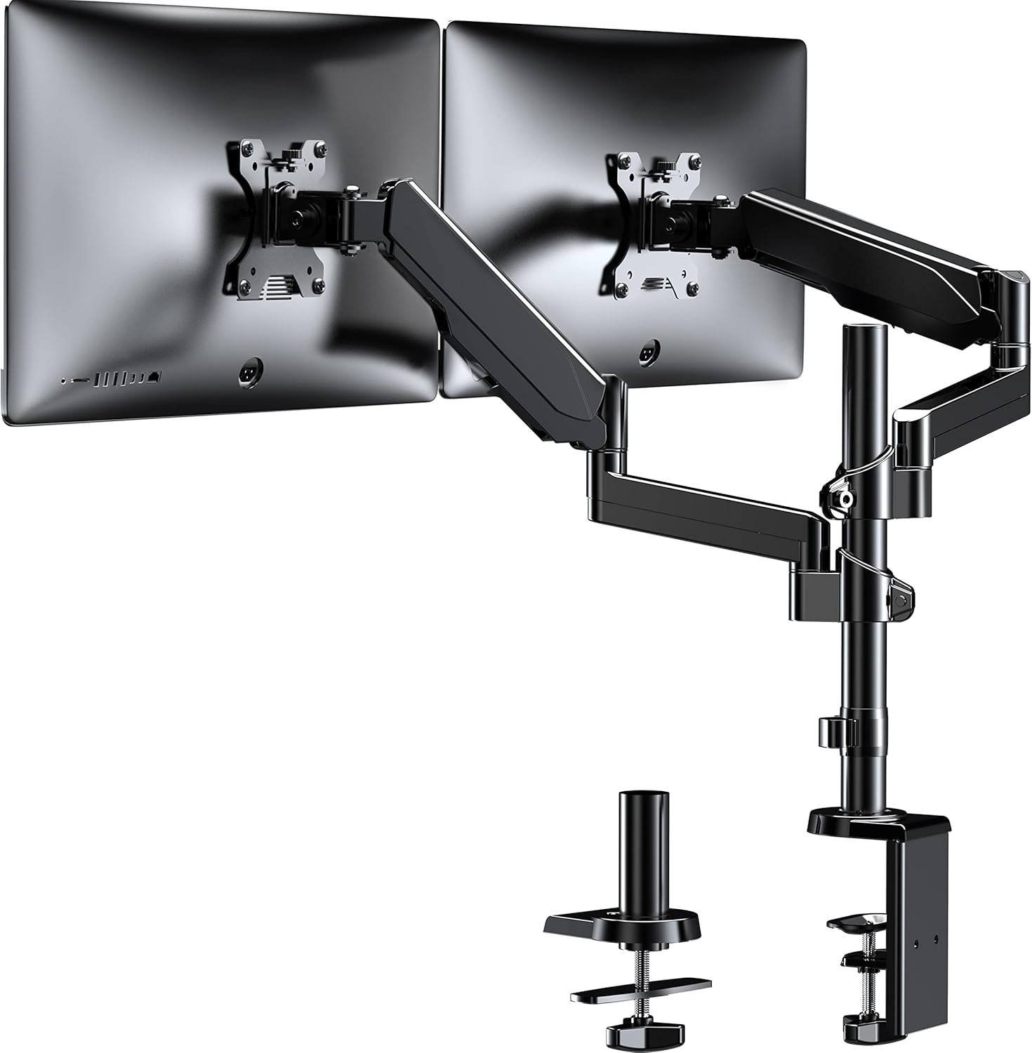 Best Deal Product WALI Premium Dual LCD Monitor Desk Mount Fully Adjustable Gas Spring Stand for Display up to 32 inch, GSDM002, (Black)