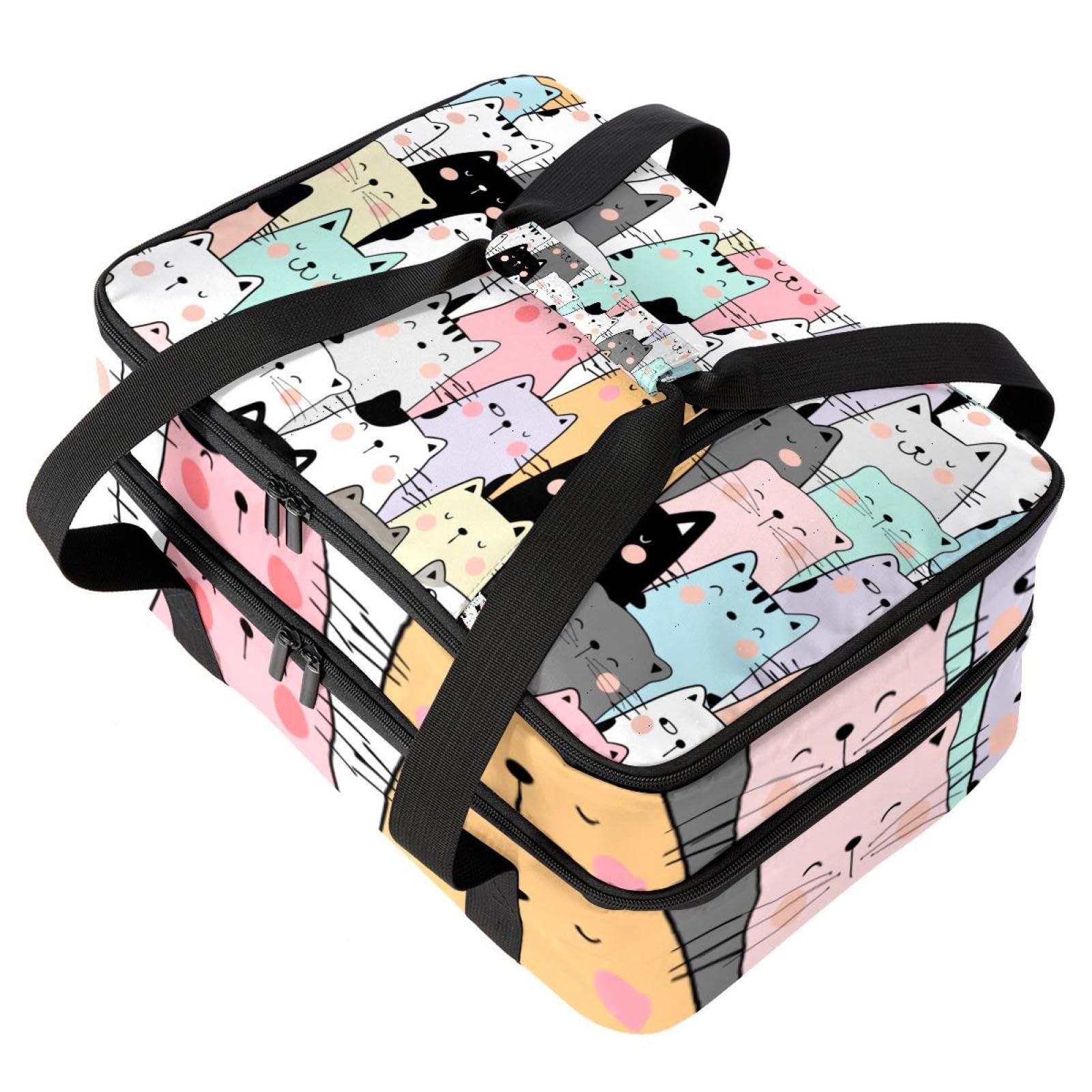 Grand sac à déjeuner isotherme pour homme et femme, double couche, étanche, étanche, réutilisable, sac fourre-tout pour le travail, l'école, le pique-nique, la plage, le camping, les voyages, motif